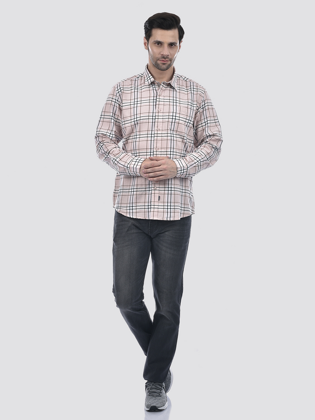 Numero Uno Men Checkered Pink Shirt